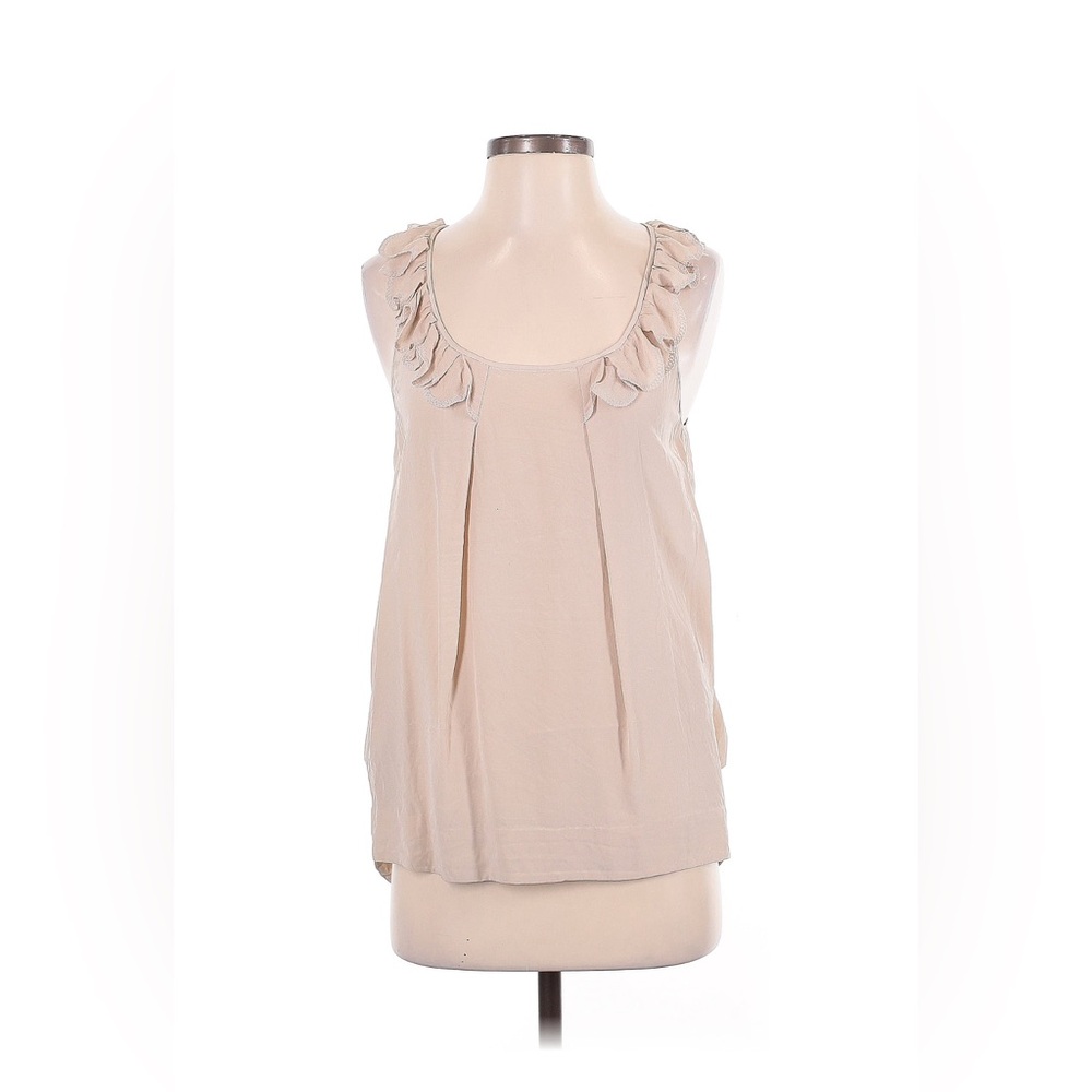 100% Silk Cream Ruffle Women's Top